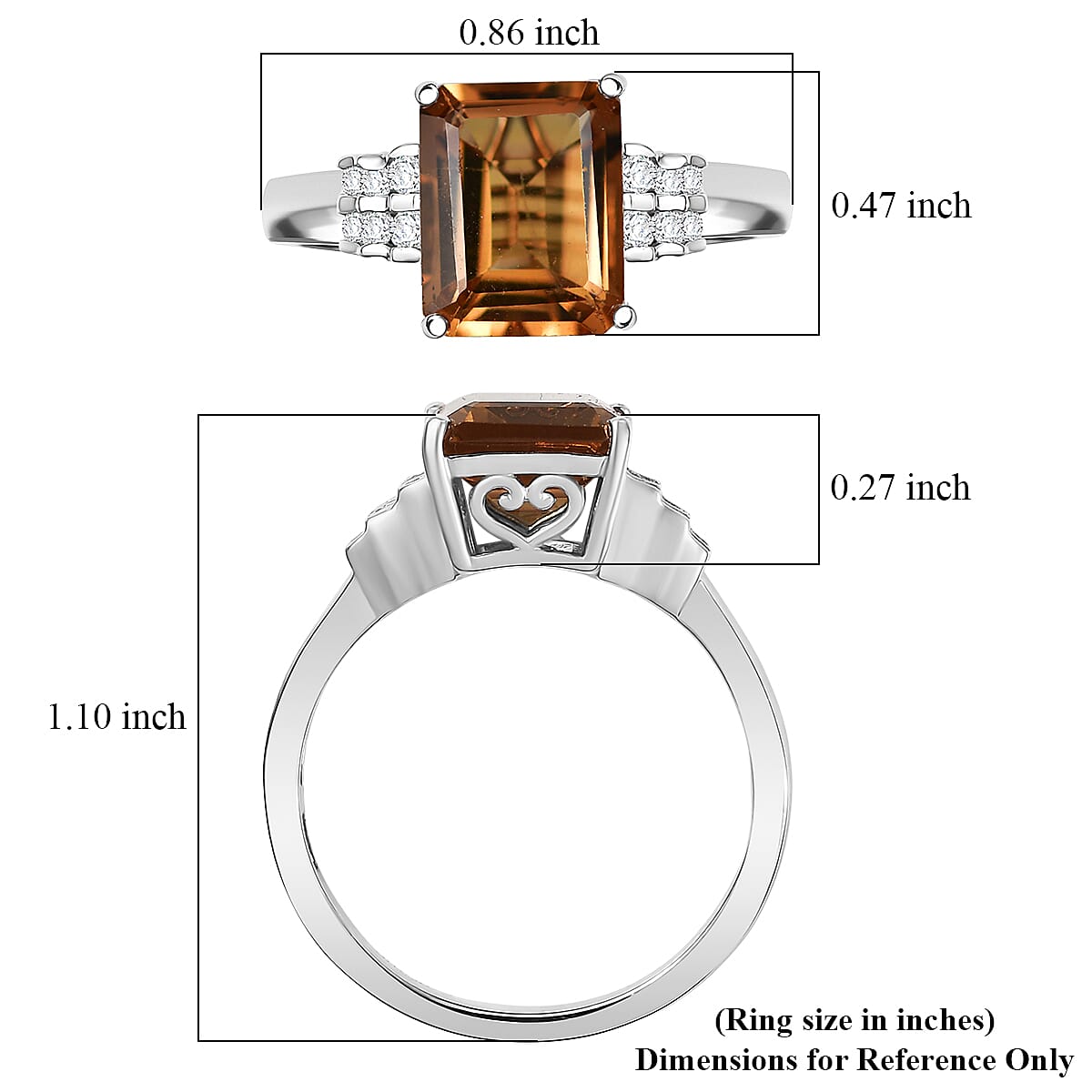 EverTrue Autumn Alexite and White Zircon 3.60 ctw Sunset Pillar Ring in Platinum Bond (Size 10.0) image number 5