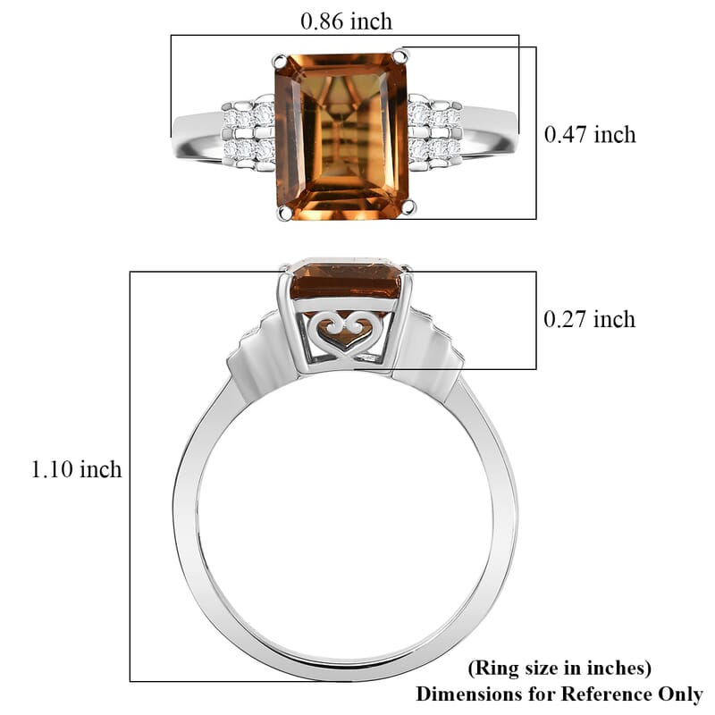 EverTrue Autumn Alexite and White Zircon 3.60 ctw Sunset Pillar Ring in Platinum Bond (Size 10.0)