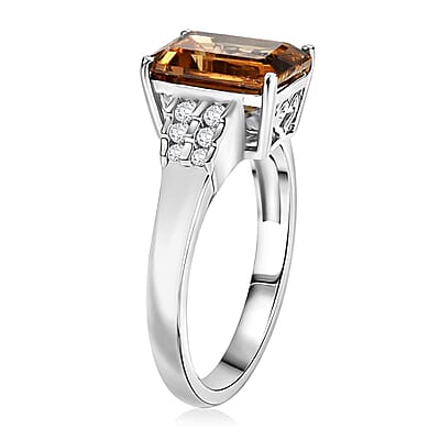 EverTrue Autumn Alexite and White Zircon 3.60 ctw Sunset Pillar Ring in Platinum Bond (Size 7.0)