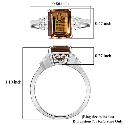 EverTrue Autumn Alexite and White Zircon 3.60 ctw Sunset Pillar Ring in Platinum Bond (Size 7.0)