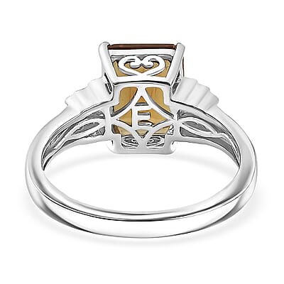 EverTrue Autumn Alexite and White Zircon 3.60 ctw Sunset Pillar Ring in Platinum Bond (Size 8.0)