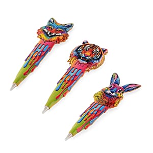 Livmore Multi Color Animal Designs Set of 3 Polyresin Pens
