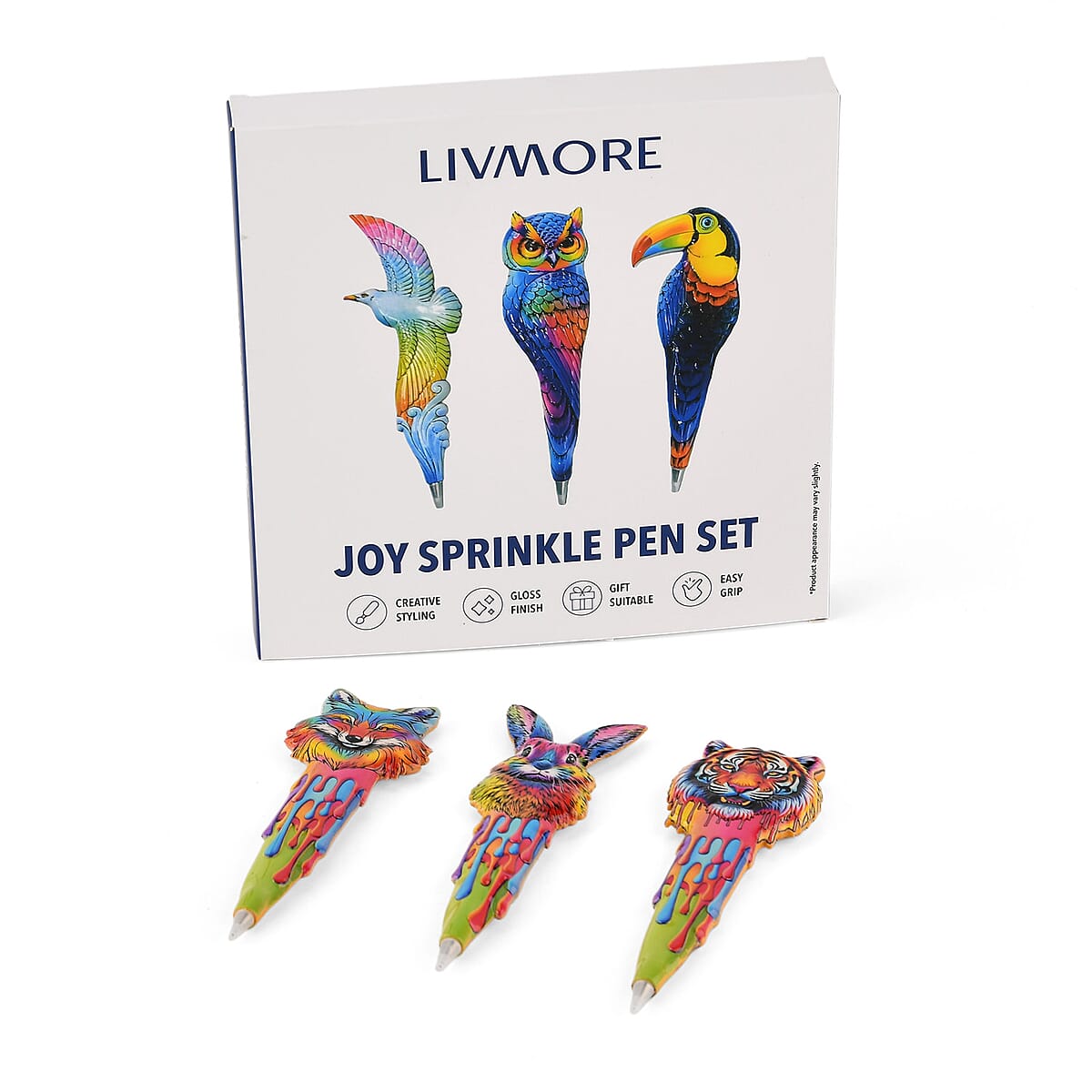 Livmore Multi Color Animal Designs Set of 3 Polyresin Pens image number 6