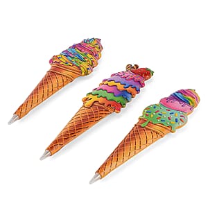 Livmore Multi Color Ice cream Designs Set of 3 Polyresin Pens