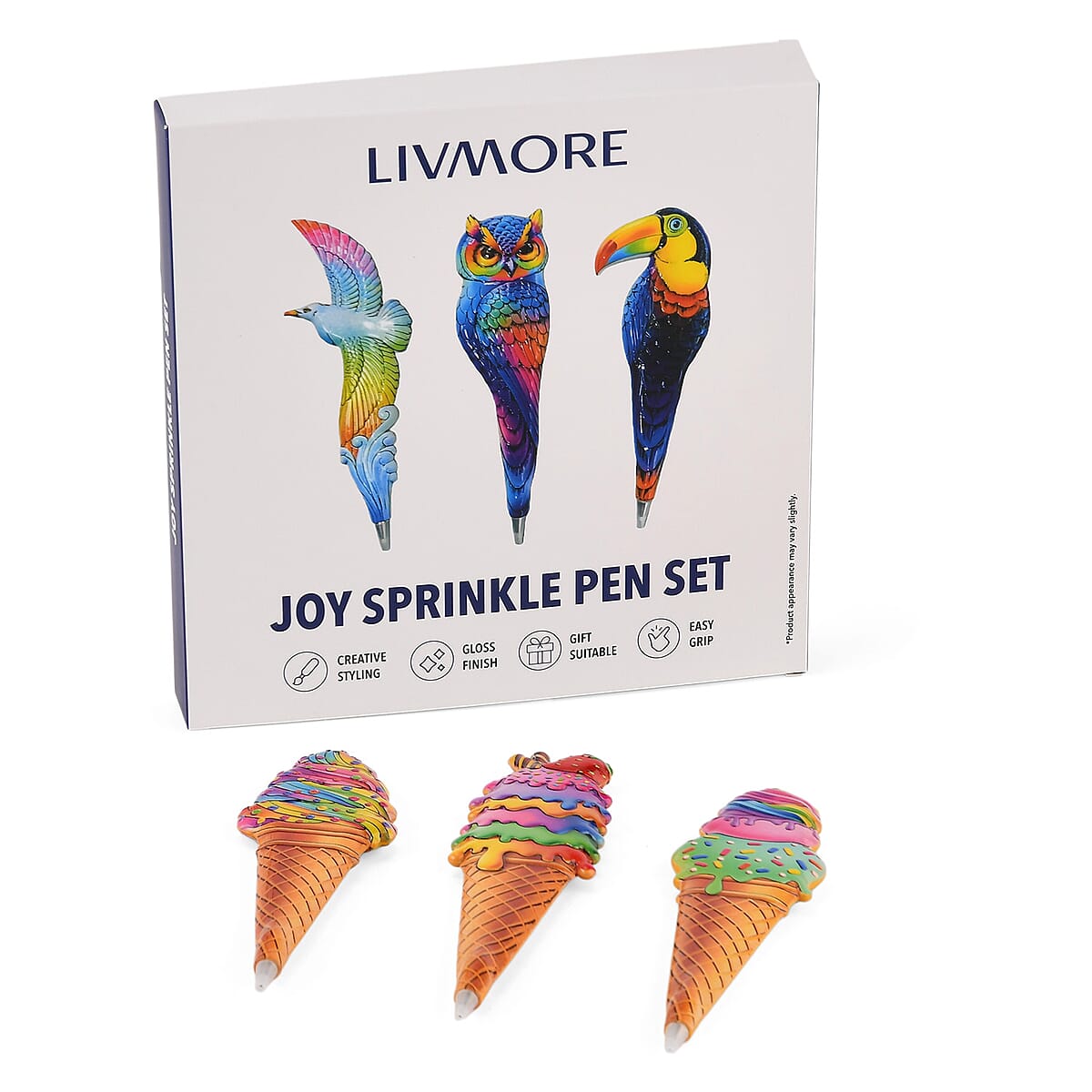 Livmore Multi Color Ice cream Designs Set of 3 Polyresin Pens image number 6