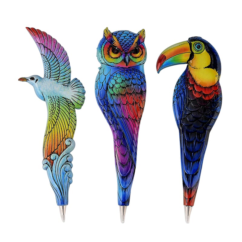Livmore Multi Color Creature Designs Set of 3 Polyresin Pens