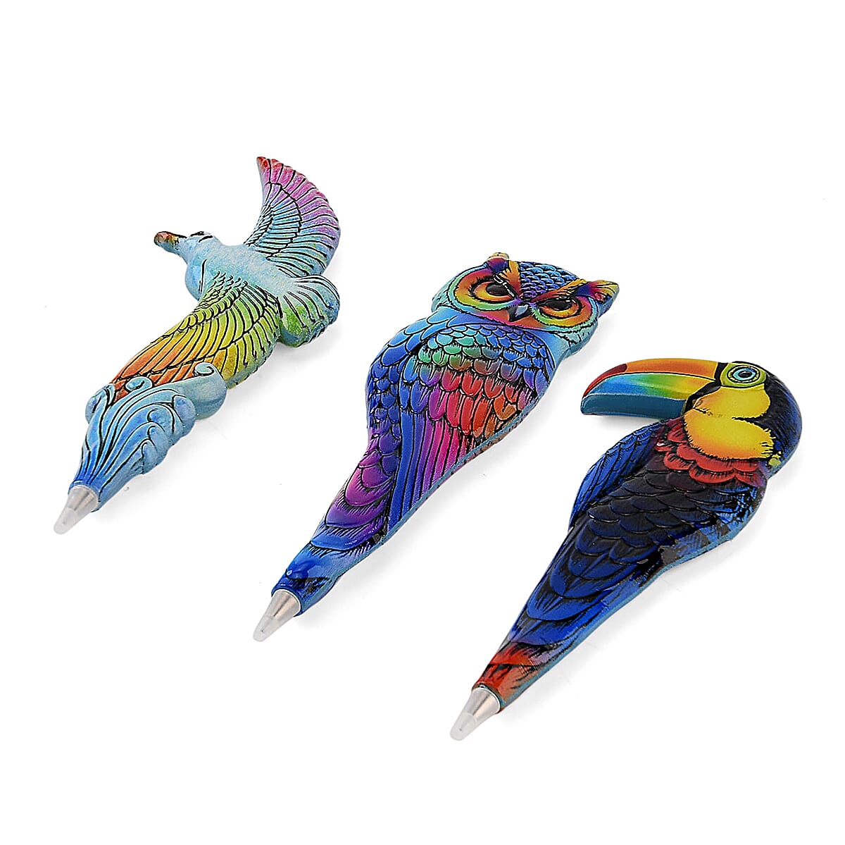 Livmore Multi Color Creature Designs Set of 3 Polyresin Pens image number 1