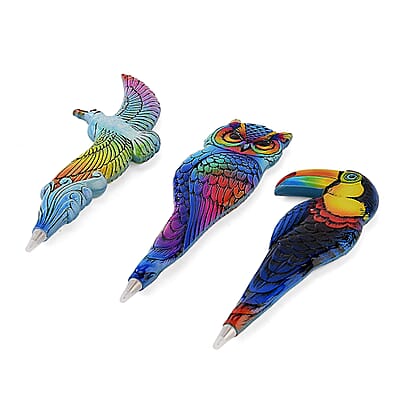 Livmore Multi Color Creature Designs Set of 3 Polyresin Pens