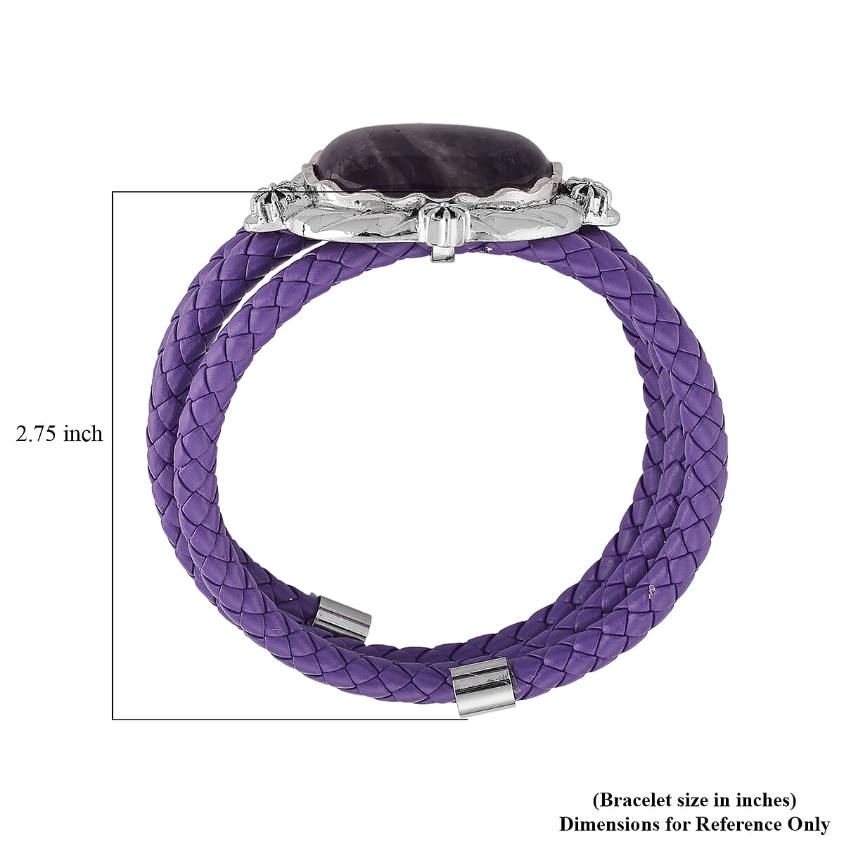 African Amethyst Beaded Leather Bracelet in Silvertone (7.50 In) image number 6