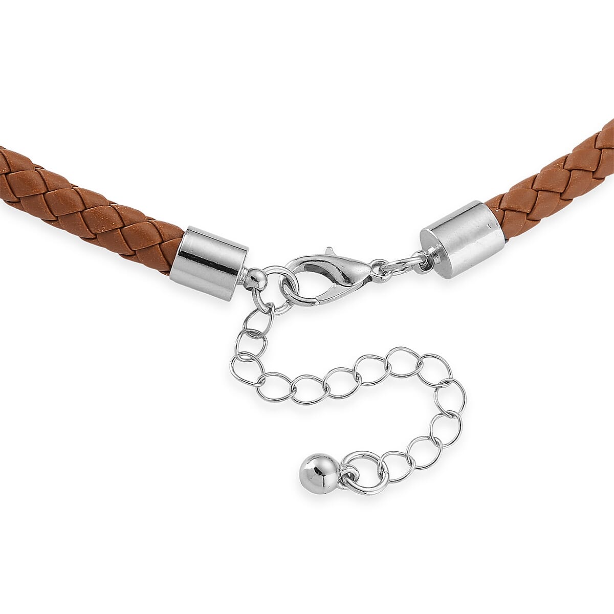 Picture Jasper Leather Necklace (20-22 Inches) in Silvertone image number 5