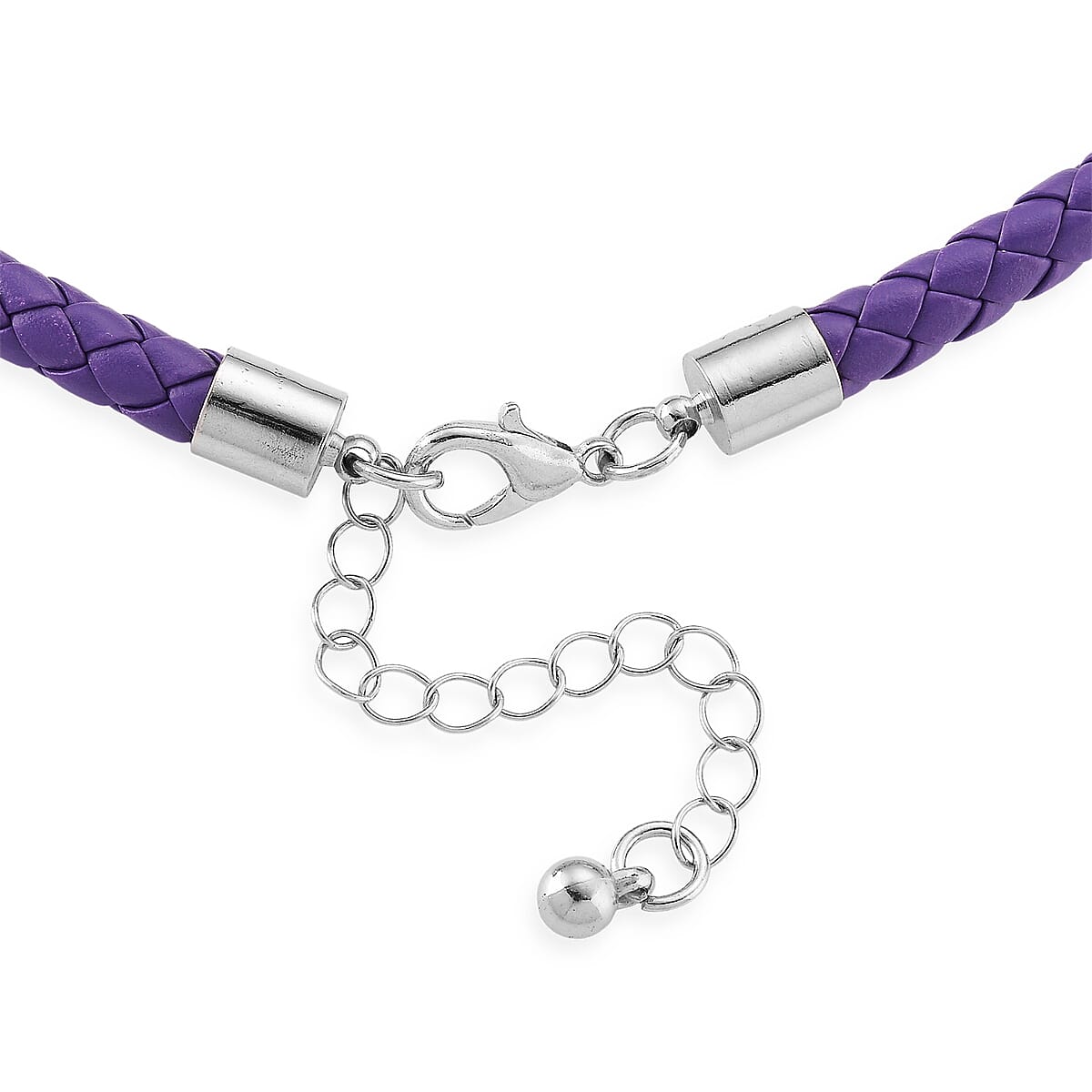 African Amethyst Leather Necklace (20-22 Inches) in Silvertone image number 5