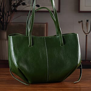 La Marey Green Genuine Leather Tote Bag