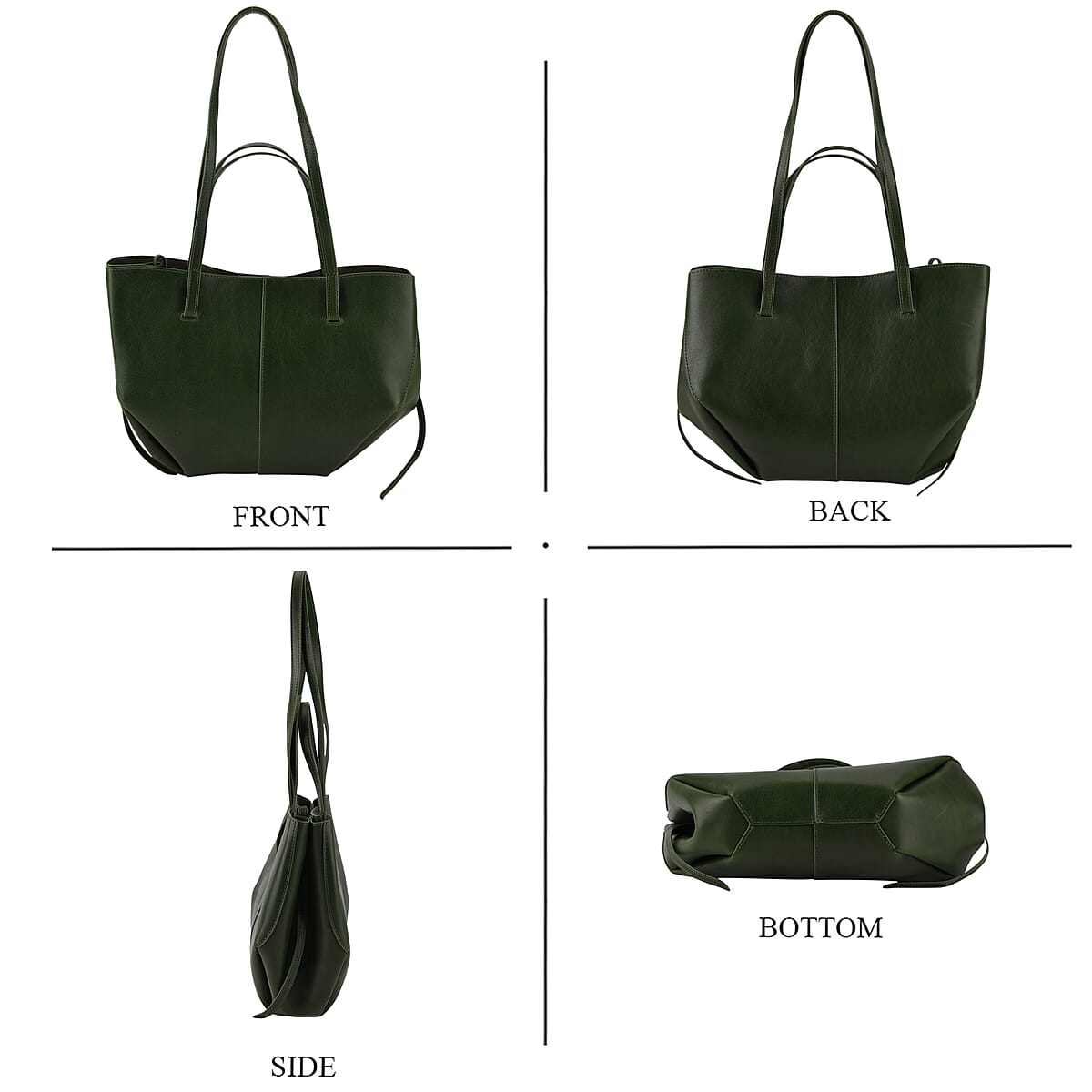 La Marey Green Genuine Leather Tote Bag image number 4