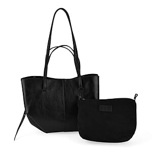 La Marey Black Genuine Leather Tote Bag