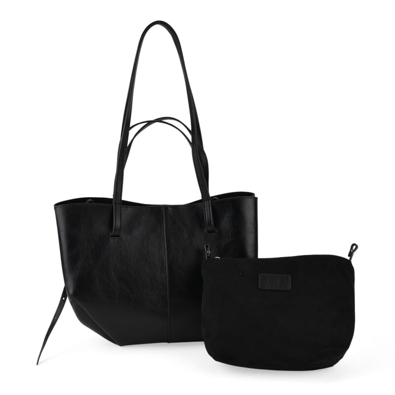 La Marey Black Genuine Leather Tote Bag
