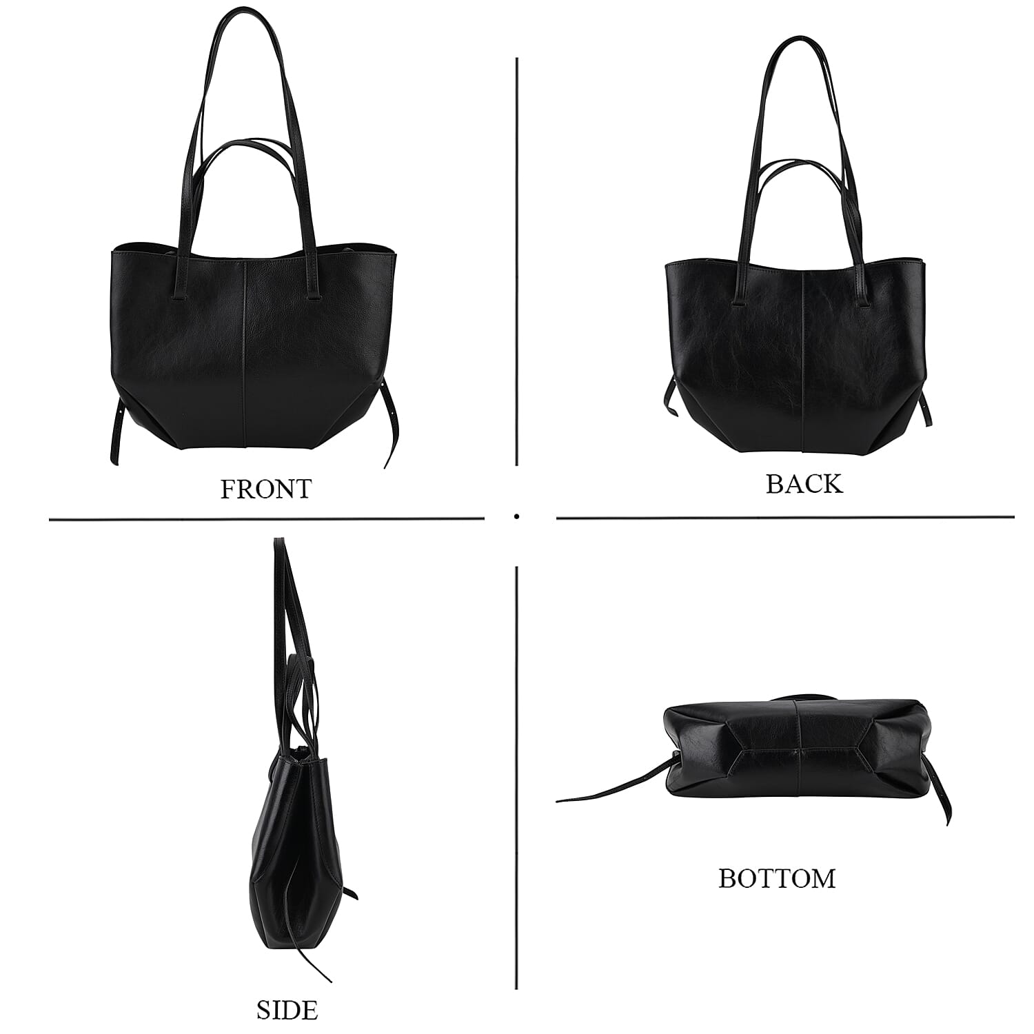 La Marey Black Genuine Leather Tote Bag
