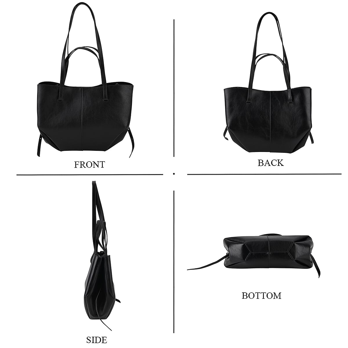 La Marey Black Genuine Leather Tote Bag image number 4