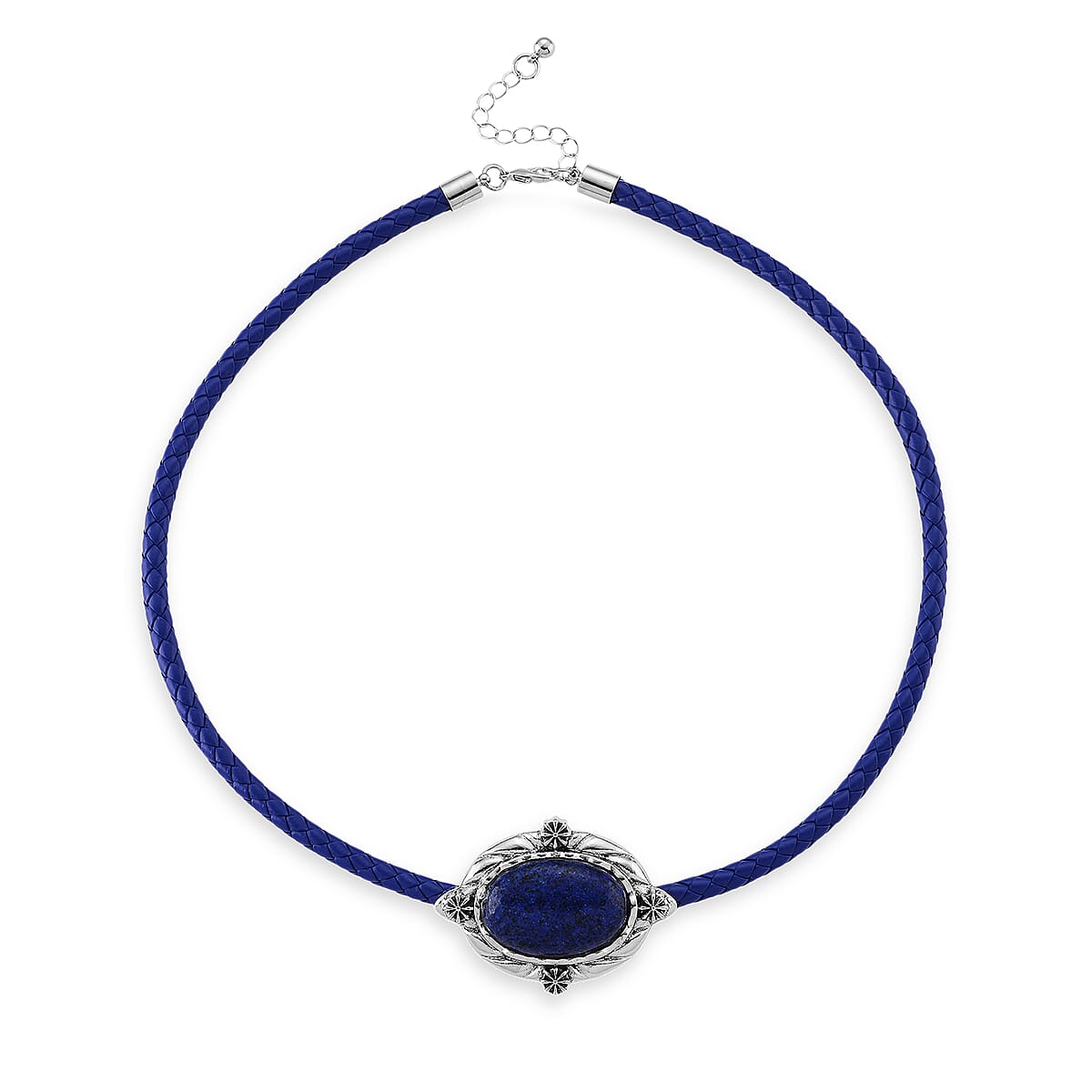 Lapis Lazuli Leather Necklace (20-22 Inches) in Silvertone image number 3