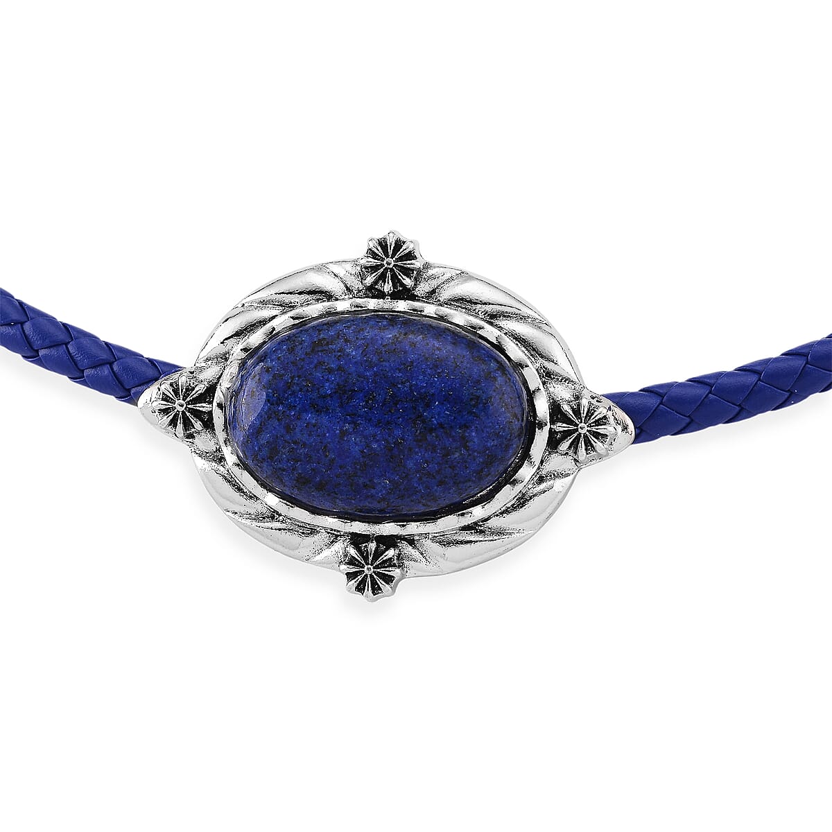 Lapis Lazuli Leather Necklace (20-22 Inches) in Silvertone image number 4