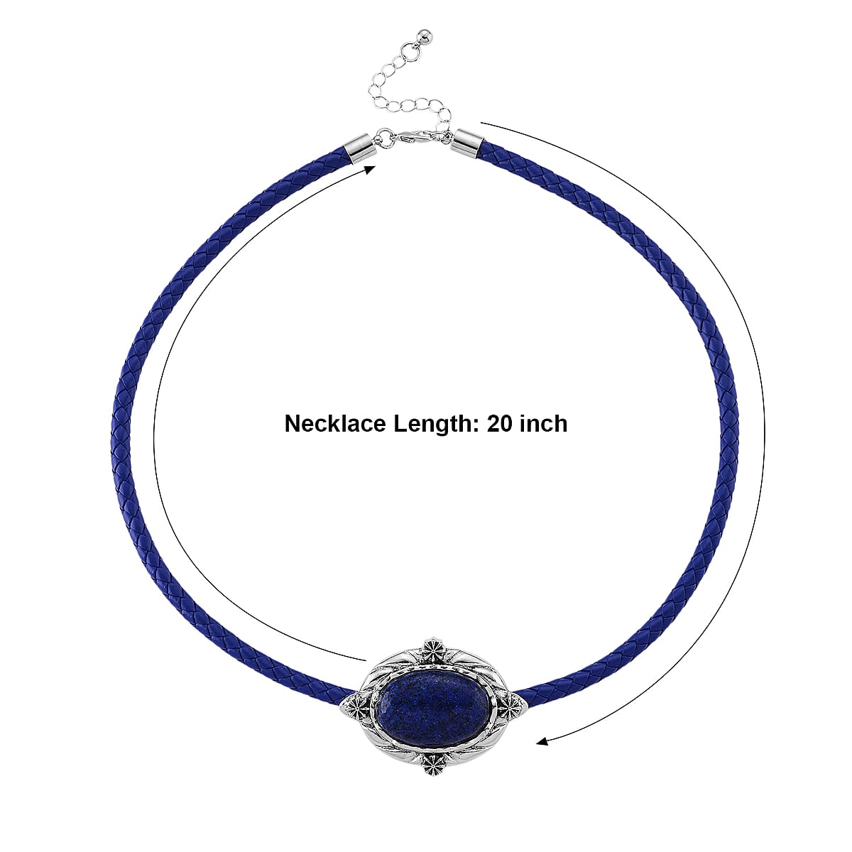 Lapis Lazuli Leather Necklace (20-22 Inches) in Silvertone image number 6