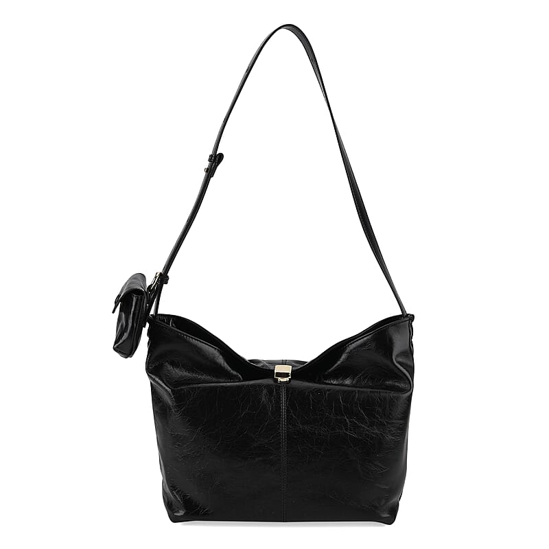 La Marey Black Genuine Leather Crossbody Bag