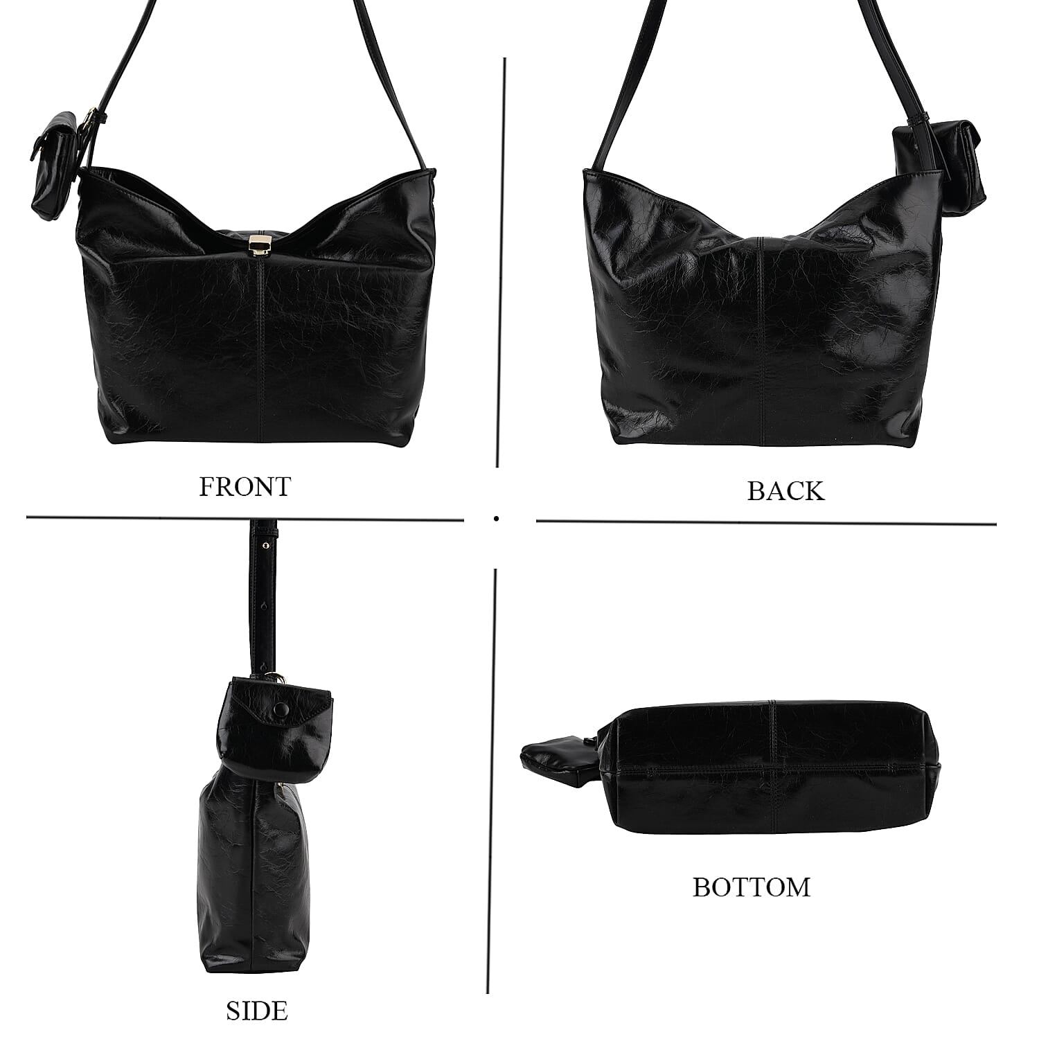 La Marey Black Genuine Leather Crossbody Bag