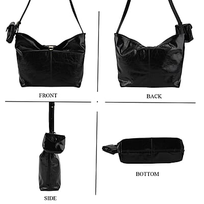 La Marey Black Genuine Leather Crossbody Bag