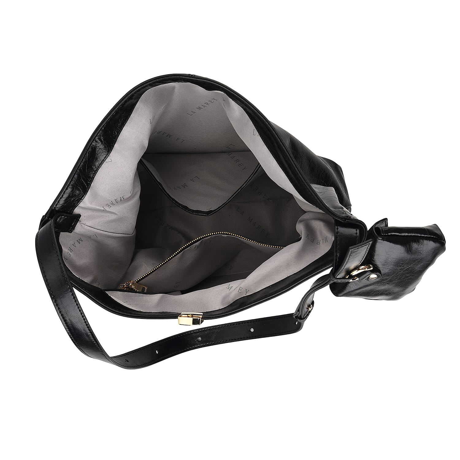 La Marey Black Genuine Leather Crossbody Bag