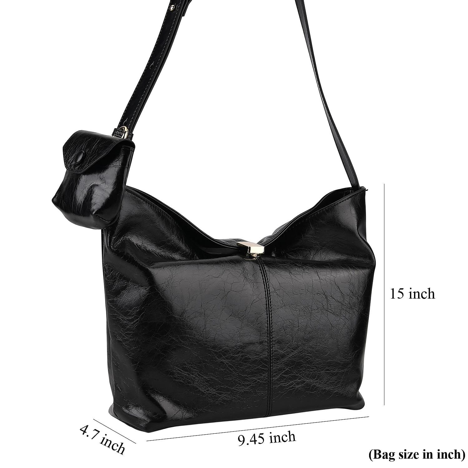 La Marey Black Genuine Leather Crossbody Bag