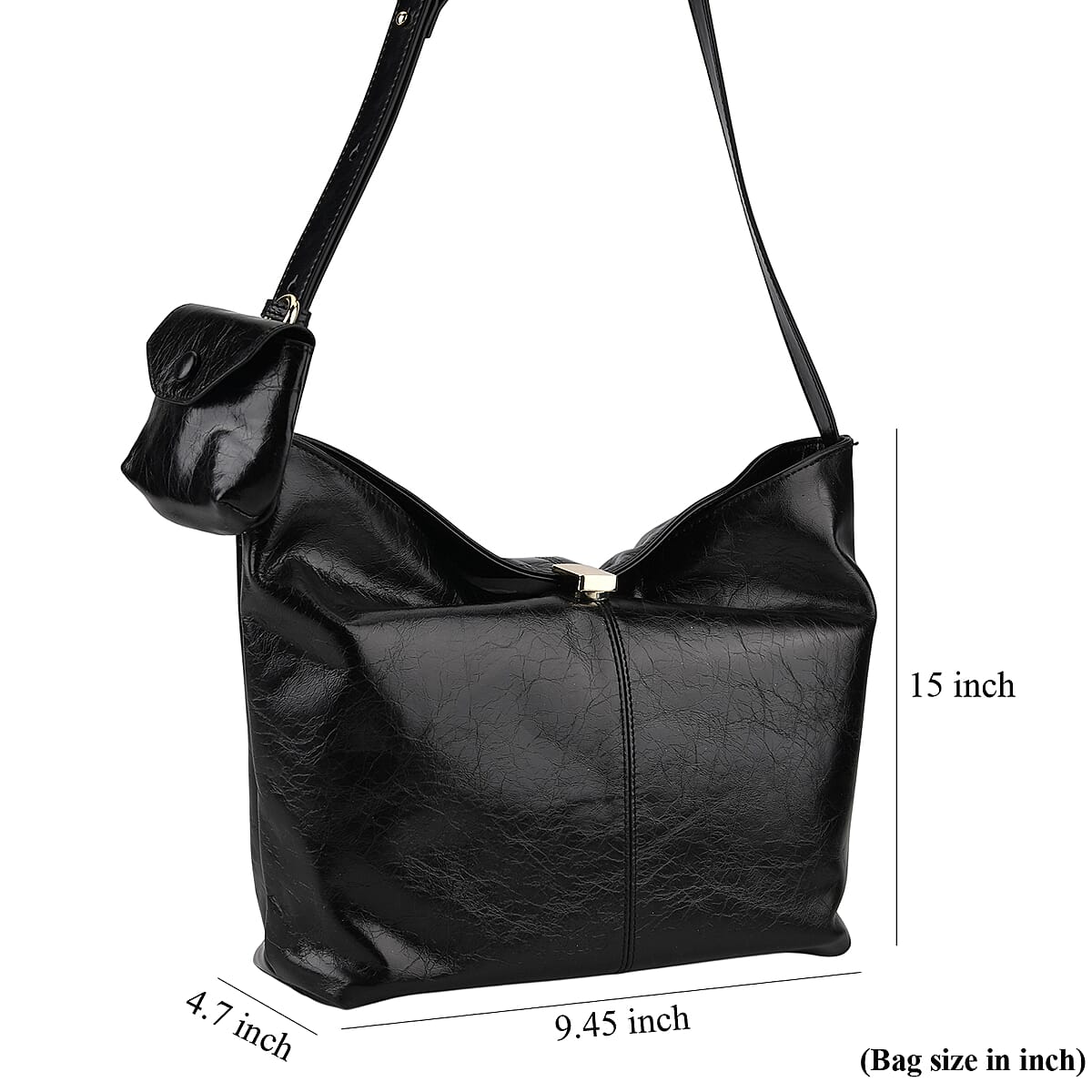 La Marey Black Genuine Leather Crossbody Bag image number 6
