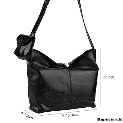 La Marey Black Genuine Leather Crossbody Bag