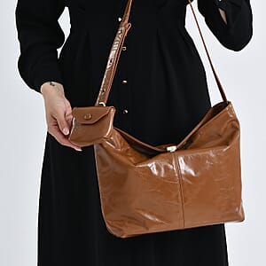 La Marey Brown Genuine Leather Crossbody Bag