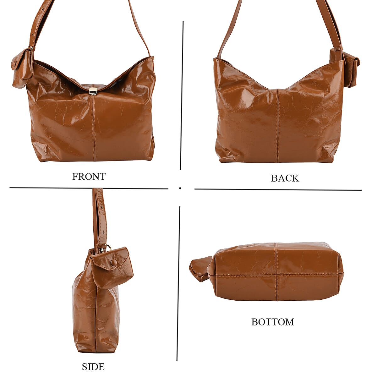 La Marey Brown Genuine Leather Crossbody Bag image number 4