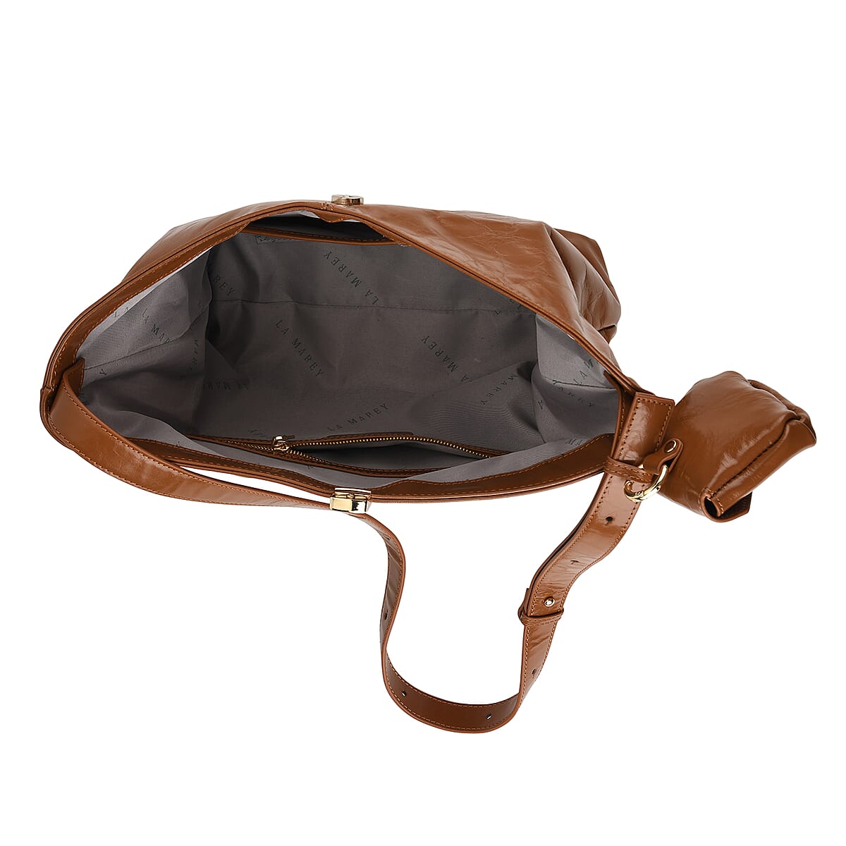 La Marey Brown Genuine Leather Crossbody Bag image number 5