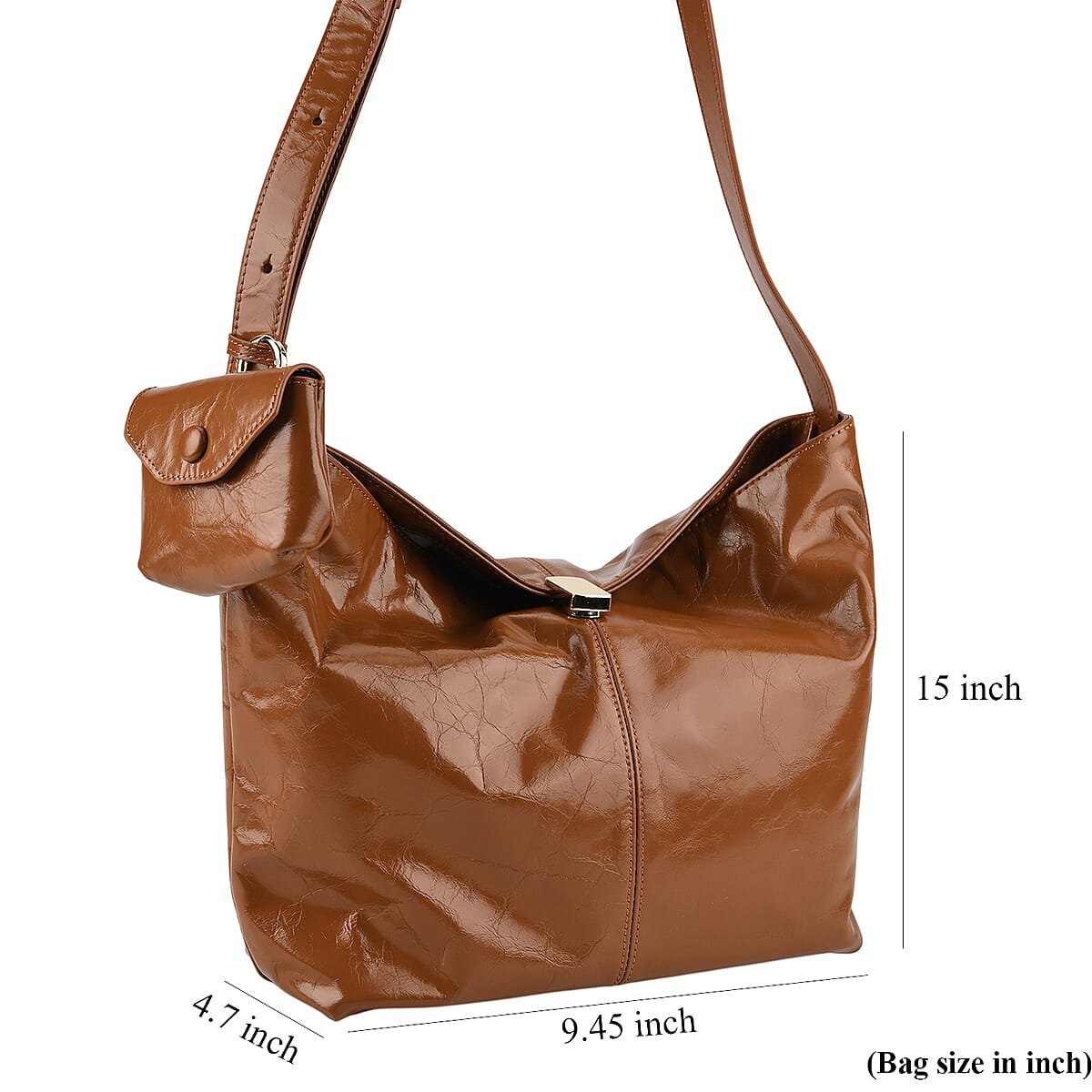 La Marey Brown Genuine Leather Crossbody Bag image number 6