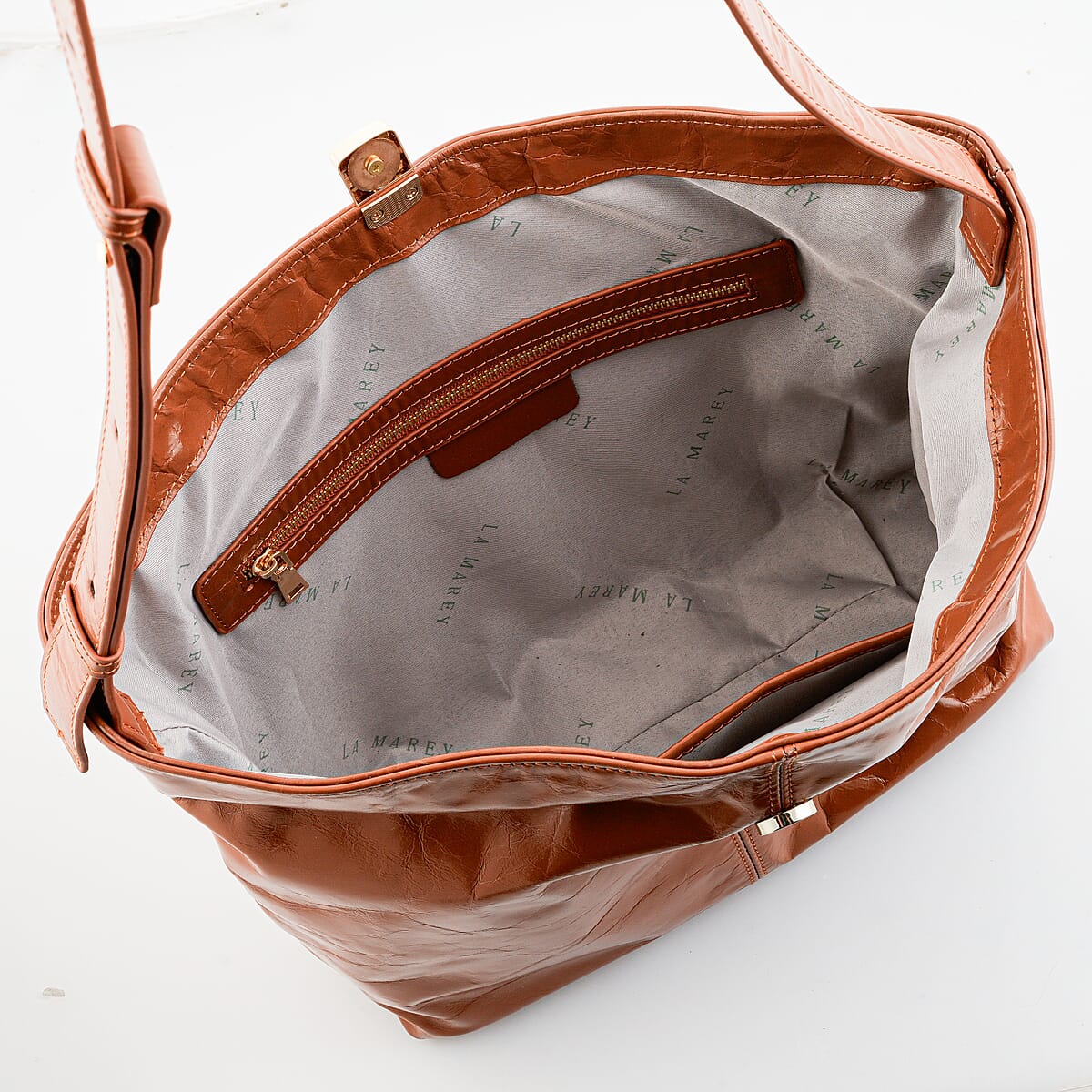 La Marey Brown Genuine Leather Crossbody Bag image number 7