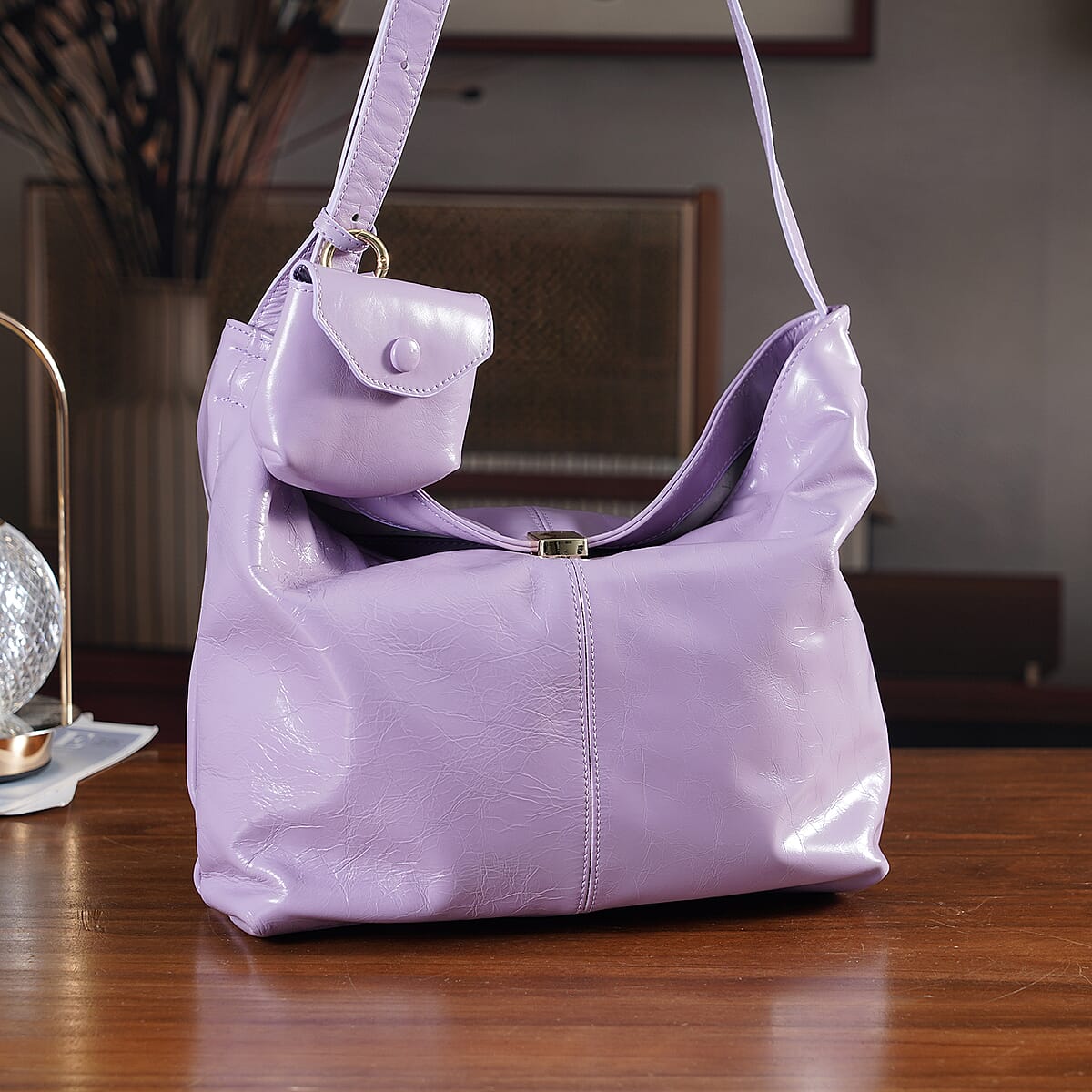 La Marey Lavender Genuine Leather Crossbody Bag image number 1