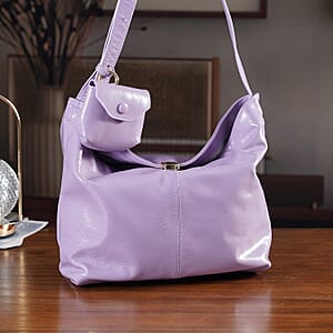 La Marey Lavender Genuine Leather Crossbody Bag