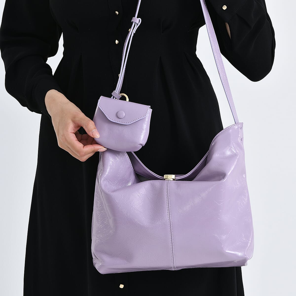 La Marey Lavender Genuine Leather Crossbody Bag image number 3
