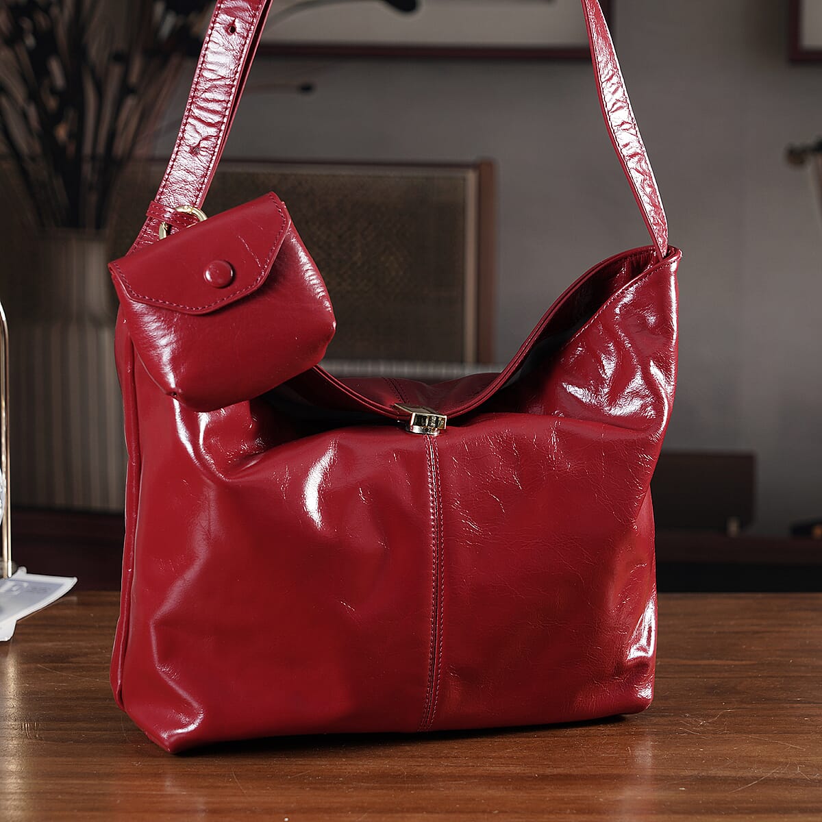La Marey Red Genuine Leather Crossbody Bag image number 1