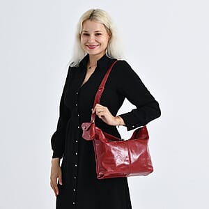 La Marey Red Genuine Leather Crossbody Bag