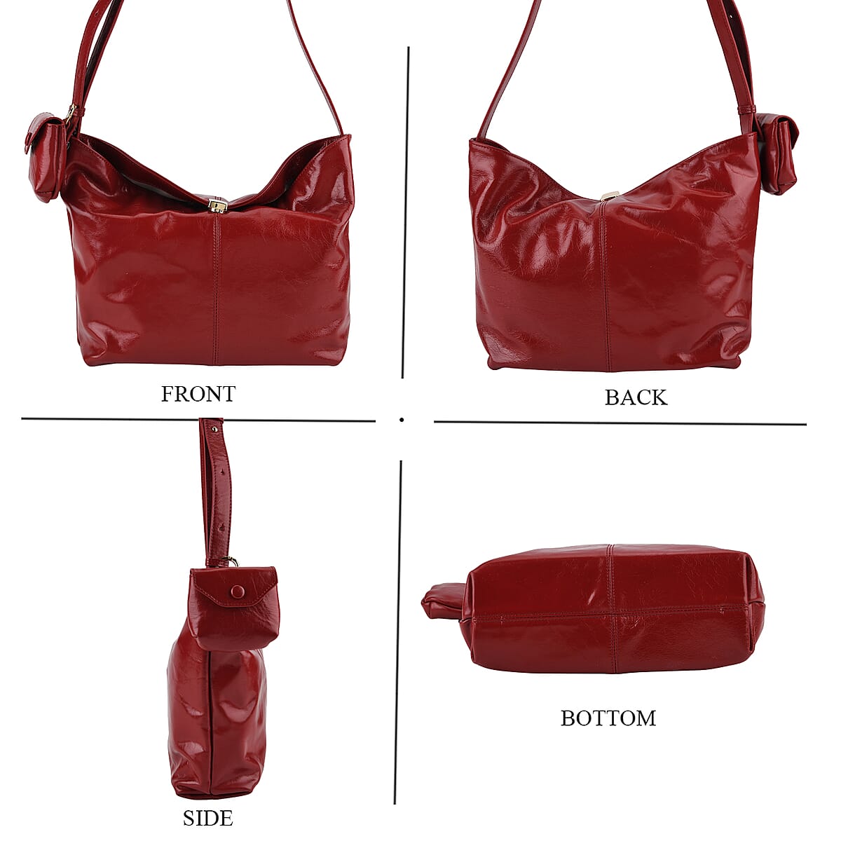 La Marey Red Genuine Leather Crossbody Bag image number 4