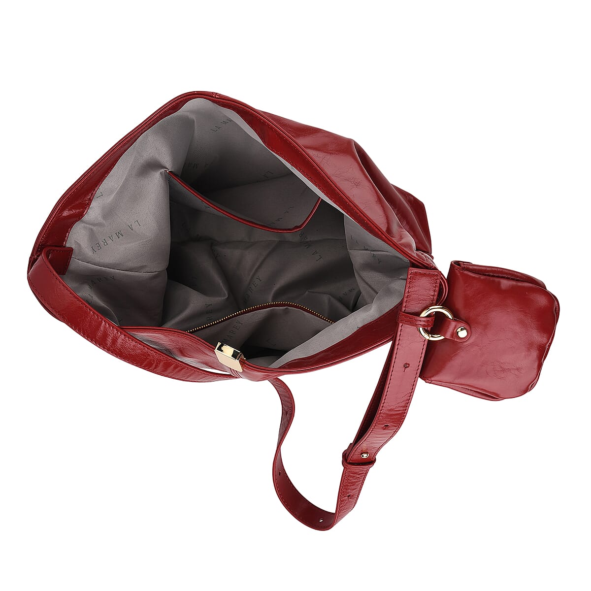 La Marey Red Genuine Leather Crossbody Bag image number 5