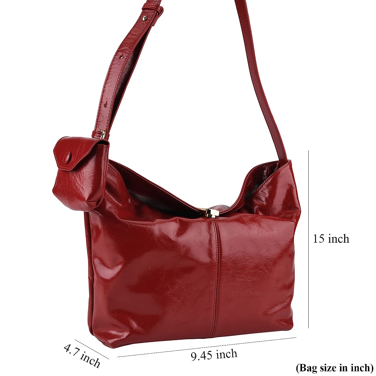 La Marey Red Genuine Leather Crossbody Bag image number 6