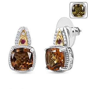 EverTrue Autumn Alexite and Multi Gemstone 4.60 ctw Wings of Fire Earrings in 18K YG Plated and Platinum Bond