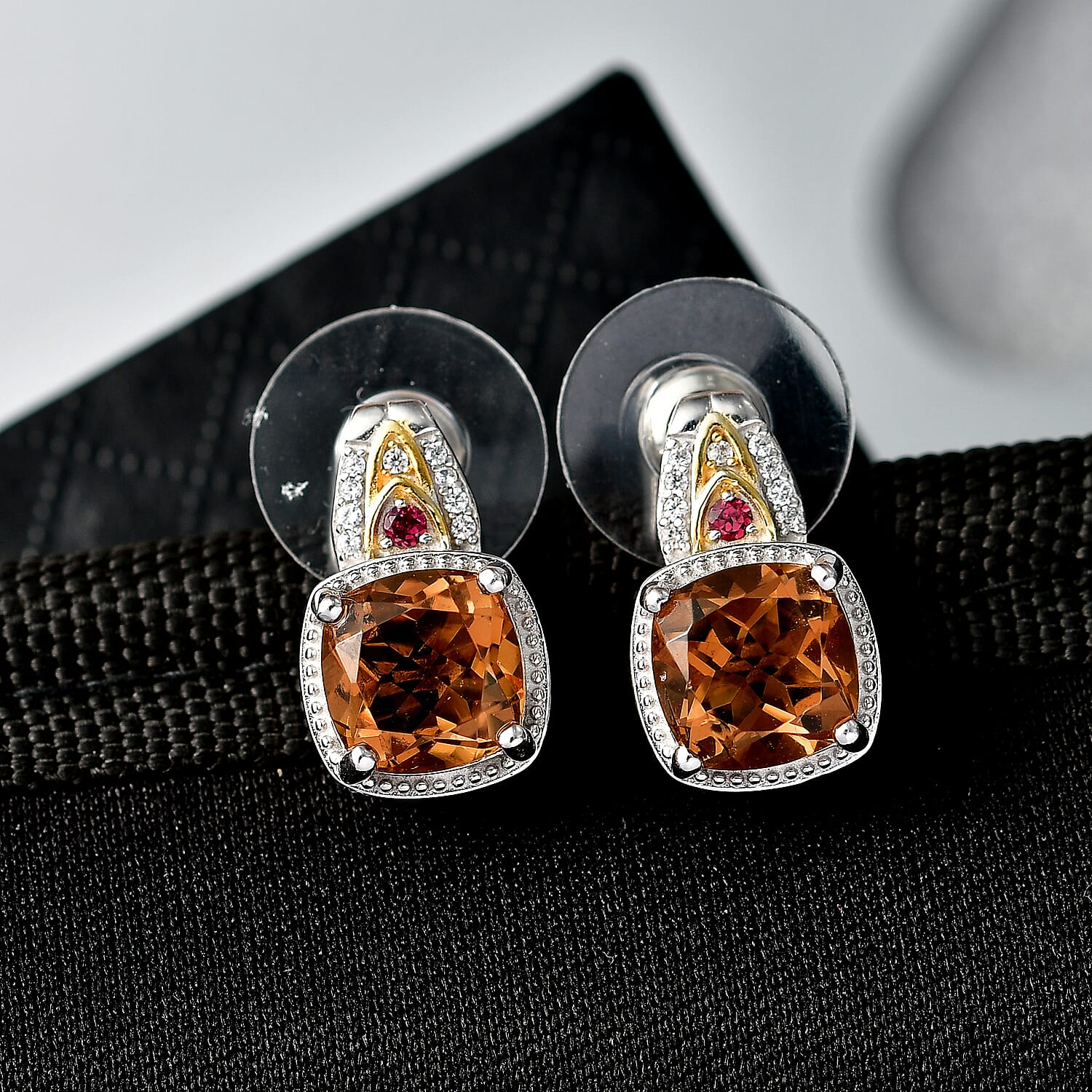EverTrue Autumn Alexite and Multi Gemstone 4.60 ctw Wings of Fire Earrings in 18K YG Plated and Platinum Bond