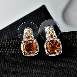 EverTrue Autumn Alexite and Multi Gemstone 4.60 ctw Wings of Fire Earrings in 18K YG Plated and Platinum Bond