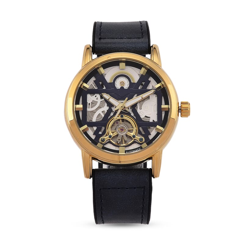 EON 1962 Automatic Mechanical Movement Blue Dial Watch in Goldtone