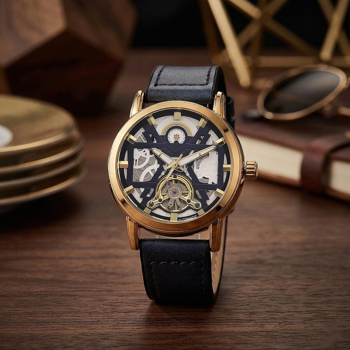 EON 1962 Automatic Mechanical Movement Bue Dial Watch in Goldtone image number 1