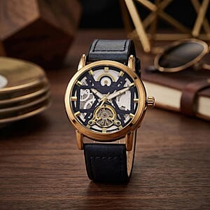 EON 1962 Automatic Mechanical Movement Bue Dial Watch in Goldtone